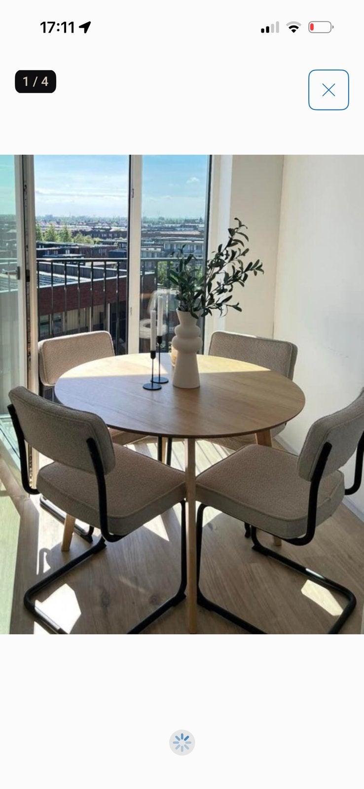 Ronde eettafel eikenfineer, 4-persoons, 1.20m, Ophalen, Gebruikt, 100 tot 150 cm, Vier personen