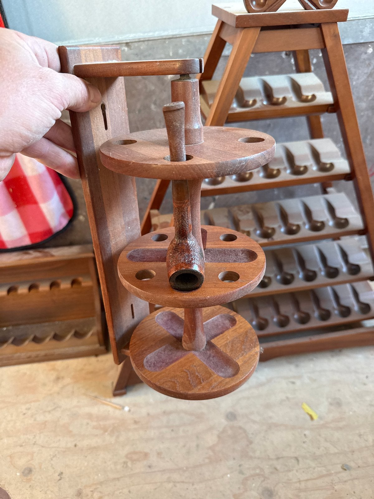 Vintage houten pijpenrek - draaibaar, Ophalen, Gebruikt, (Water)pijp