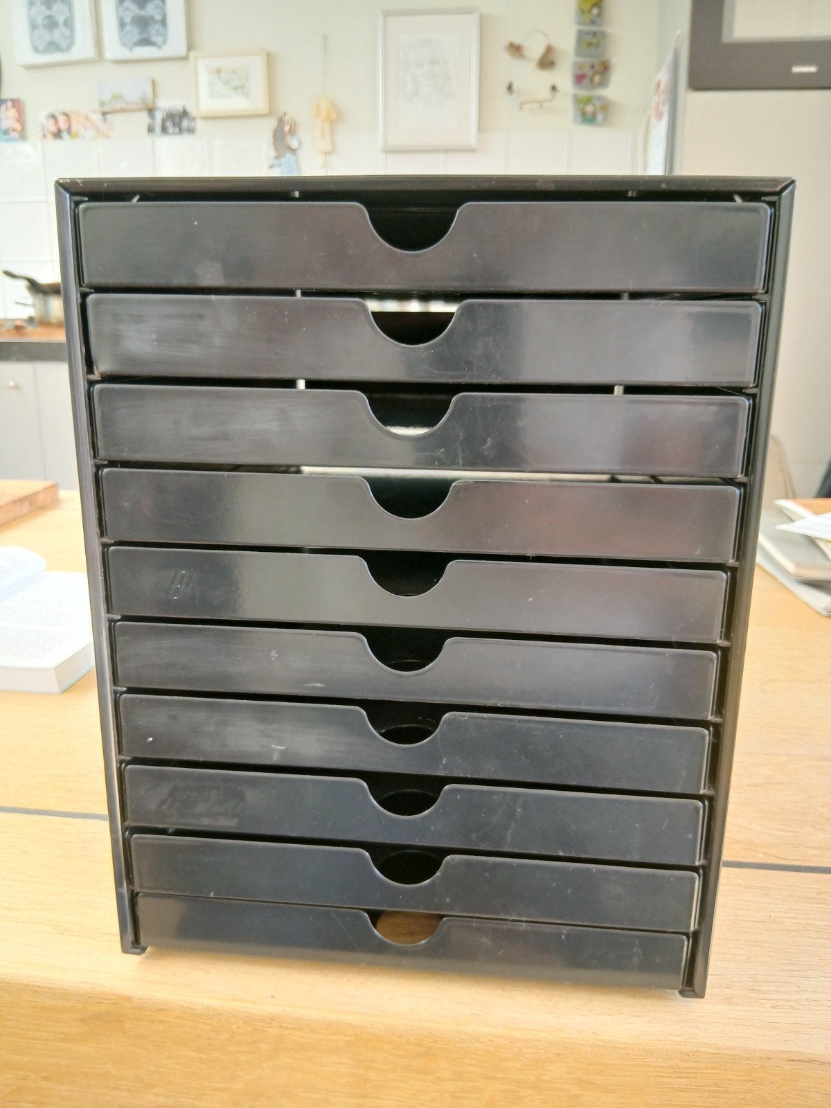 Zwart stalen adeblok A4 met 10 lades - 25x31x35 cm, Huis en Inrichting, Kasten | Ladekasten, Ophalen, Minder dan 50 cm, Gebruikt