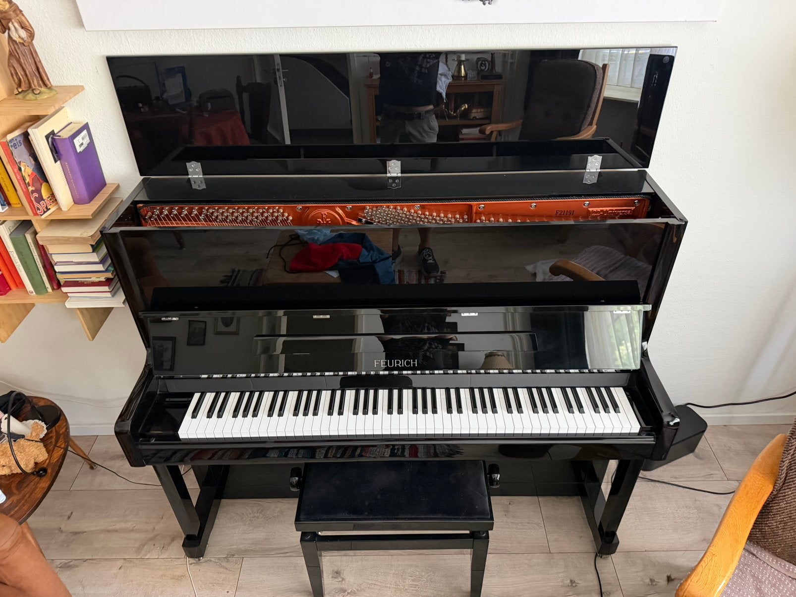 Feurig 122 met silent pedaal, Muziek en Instrumenten, Ophalen, Zwart, Zo goed als nieuw, Piano