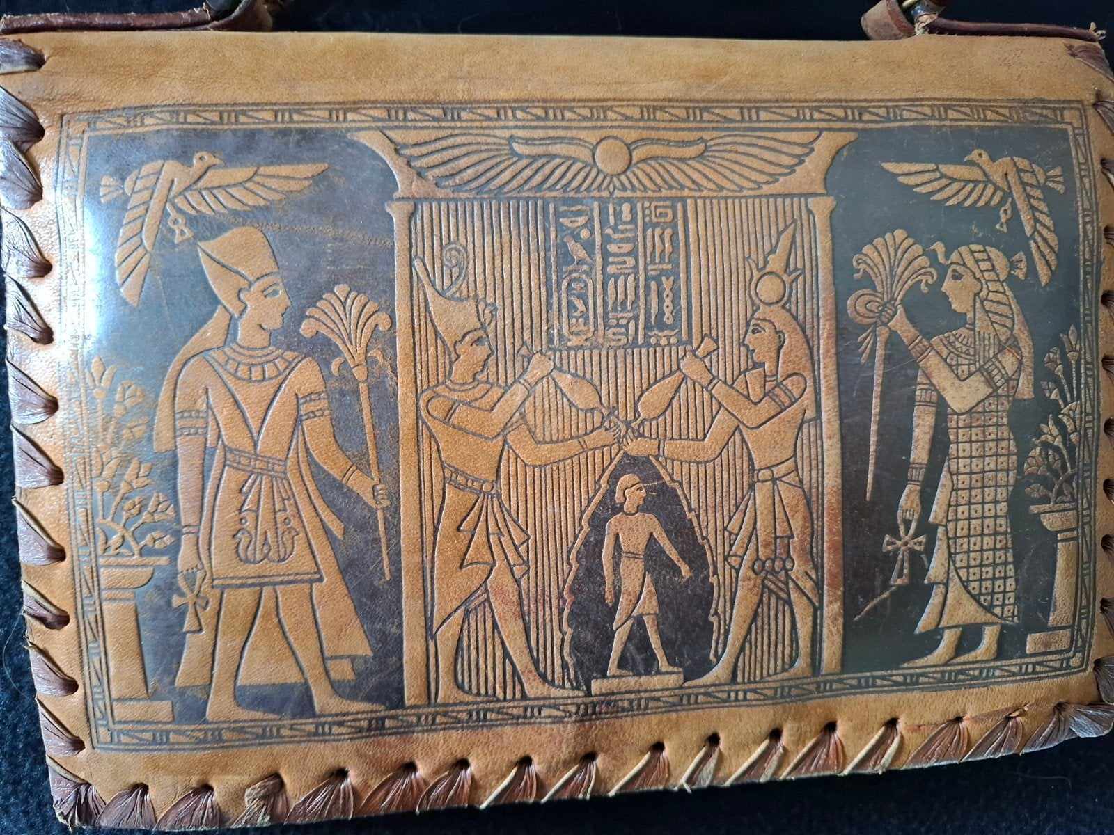 Vintage Leren Clutch, Egyptisch, Antiek en Kunst, Ophalen of Verzenden