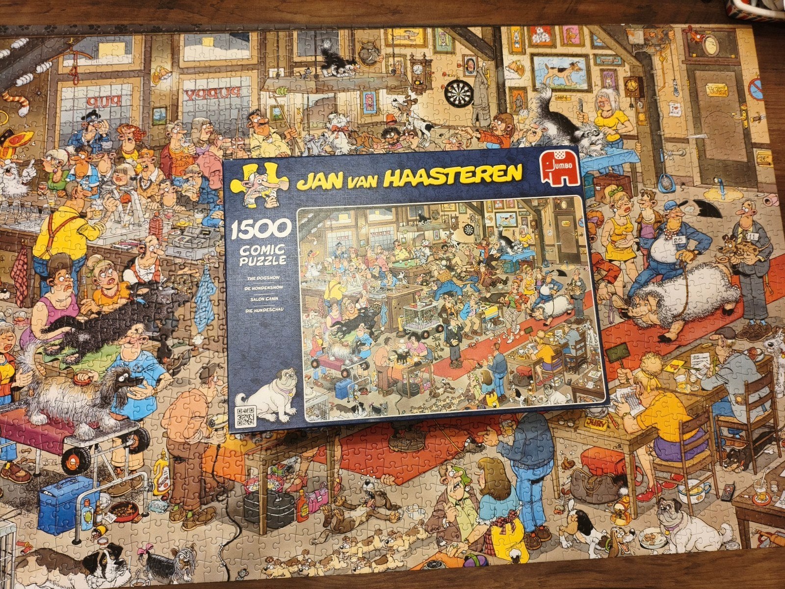 Jan van Haasteren - de Hondenshow - 1500 stukjes, Hobby en Vrije tijd, Denksport en Puzzels, Ophalen of Verzenden, 500 t/m 1500 stukjes