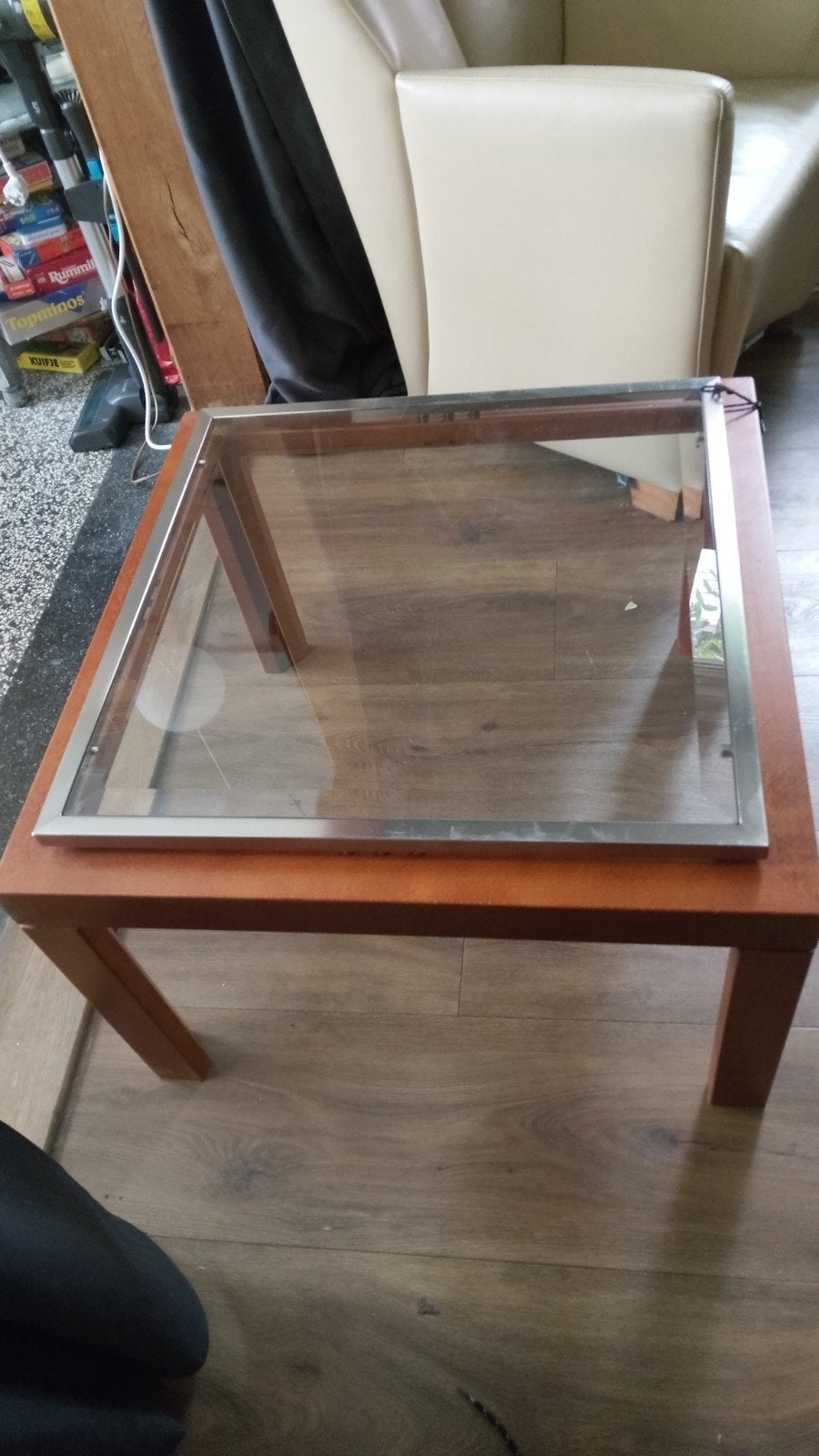 M2000 Design Salontafel met Glasplaat, 100 tot 150 cm, Zo goed als nieuw, Minder dan 50 cm, Rechthoekig