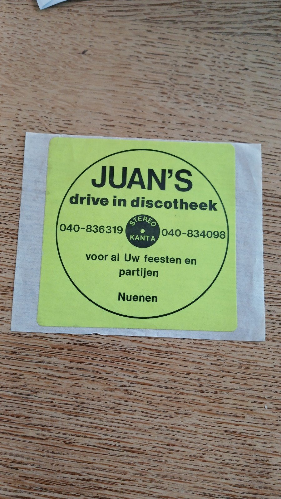 Sticker Drive-In Disco JUAN uit Nuenen 040, Stereo Kanta, Ophalen of Verzenden