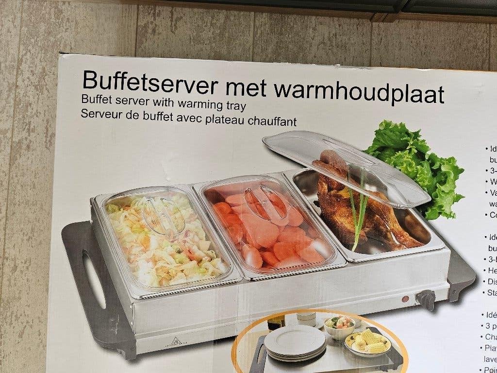Elektrische buffetwarmer met warmhoudplaat, Huis en Inrichting, Ophalen, Overige typen, Zo goed als nieuw, Meerkleurig