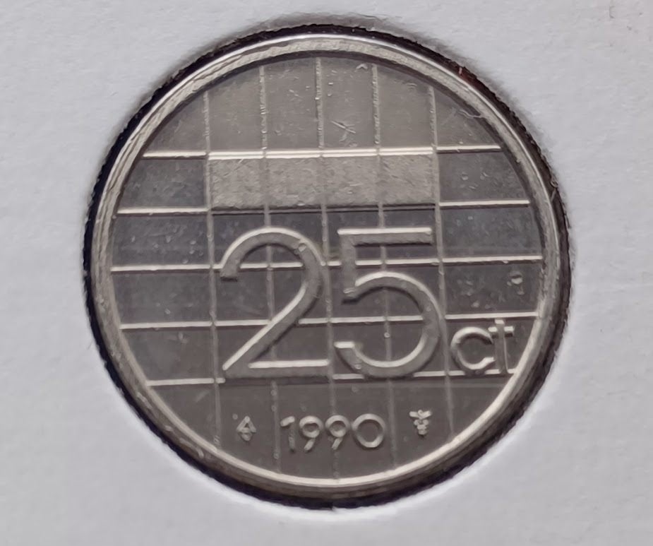 25 cent 1990 Beatrix - UNC, Postzegels en Munten, Munten | Nederland, Ophalen of Verzenden, Koningin Beatrix, 25 cent