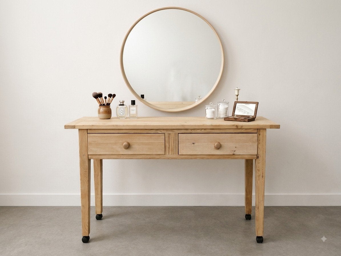 Grenen sidetable/kaptafel met 2 lades (140x40x80cm), Huis en Inrichting, Tafels | Sidetables, 100 tot 150 cm, Ophalen of Verzenden