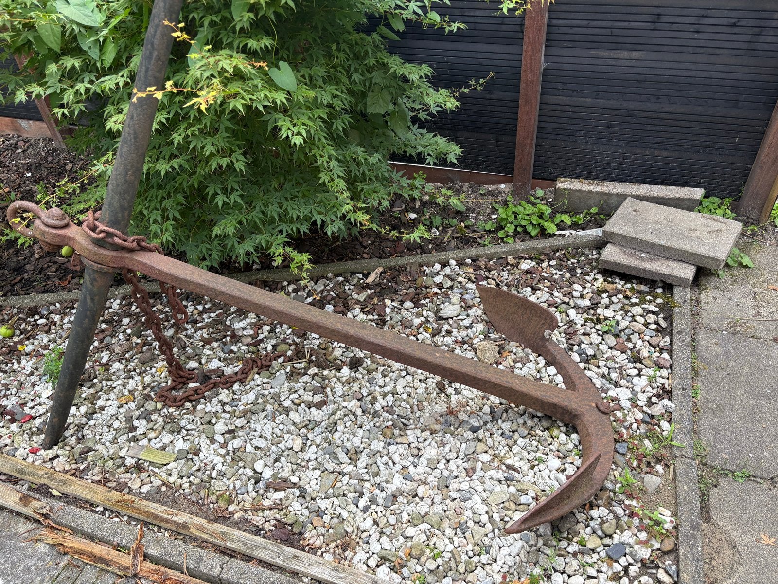 Groot origineel scheepsanker, Antiek en Kunst, Ophalen