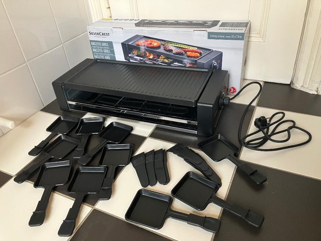 Gourmetset gourmetstel raclette grill 10 personen, Witgoed en Apparatuur, Gourmetstellen, Ophalen of Verzenden, Zo goed als nieuw