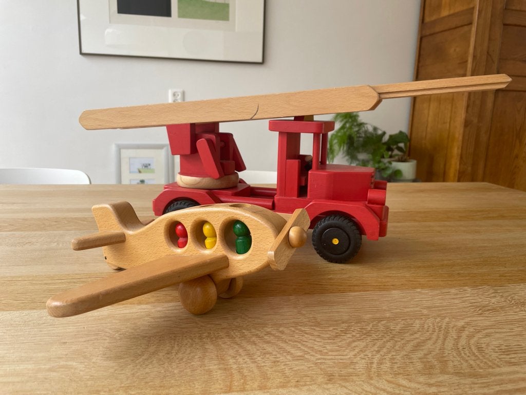 Houten Brandweerwagen en Vliegtuig, Ophalen of Verzenden, Gebruikt, Overige typen