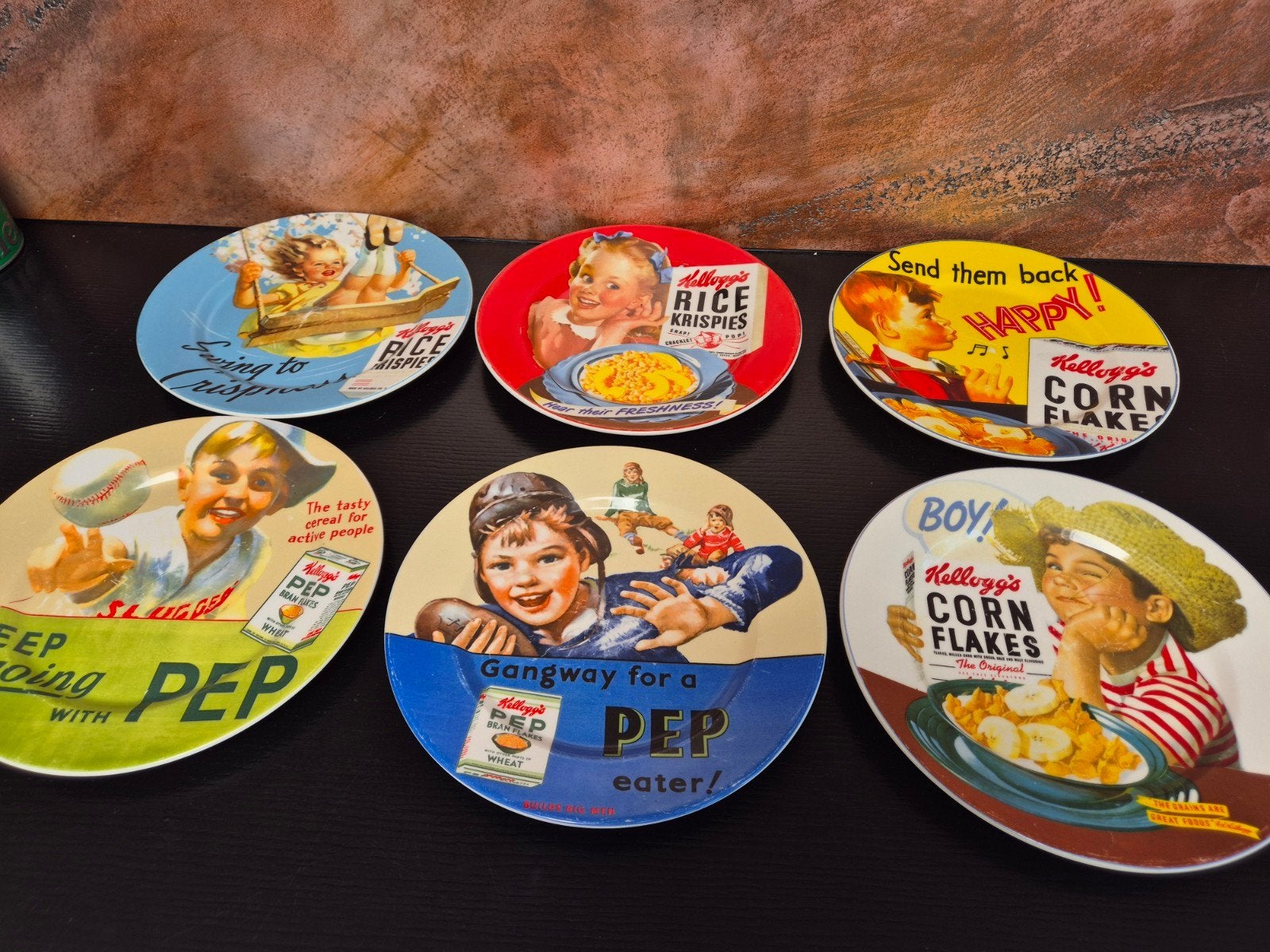 Vintage Kellogg's Cereal Borden, set van 6, 27,5cm, Ophalen of Verzenden