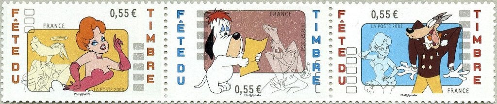 Jaar 2008 Yv 4146 Bande de 3 timbres de Droopy et ses amis., Ophalen of Verzenden, Postfris