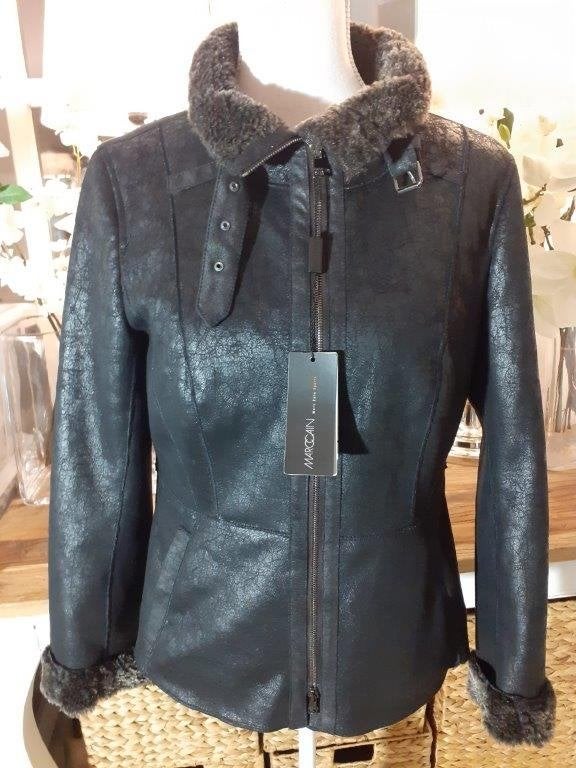 Chique, coated Zilver-Zwarte kabel-trui Michael Kors, S/36, Kleding | Dames, Jassen | Winter, Verzenden, Zo goed als nieuw, Maat 36 (S)