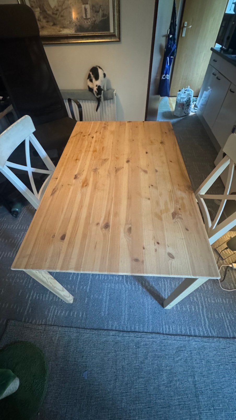 Houten tafel + 2 stoelen, Huis en Inrichting, Tafels | Eettafels, Ophalen, Gebruikt, 50 tot 100 cm, 150 tot 200 cm