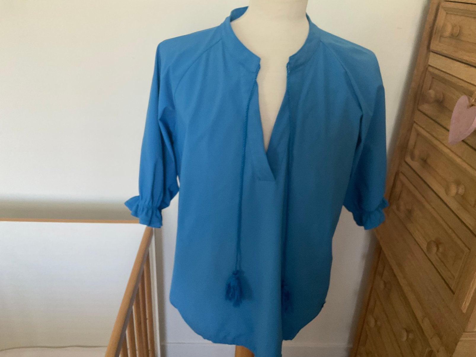 Lady day blouse maat XL travelstof, Ophalen of Verzenden, Zo goed als nieuw, Maat 46/48 (XL) of groter, Blauw