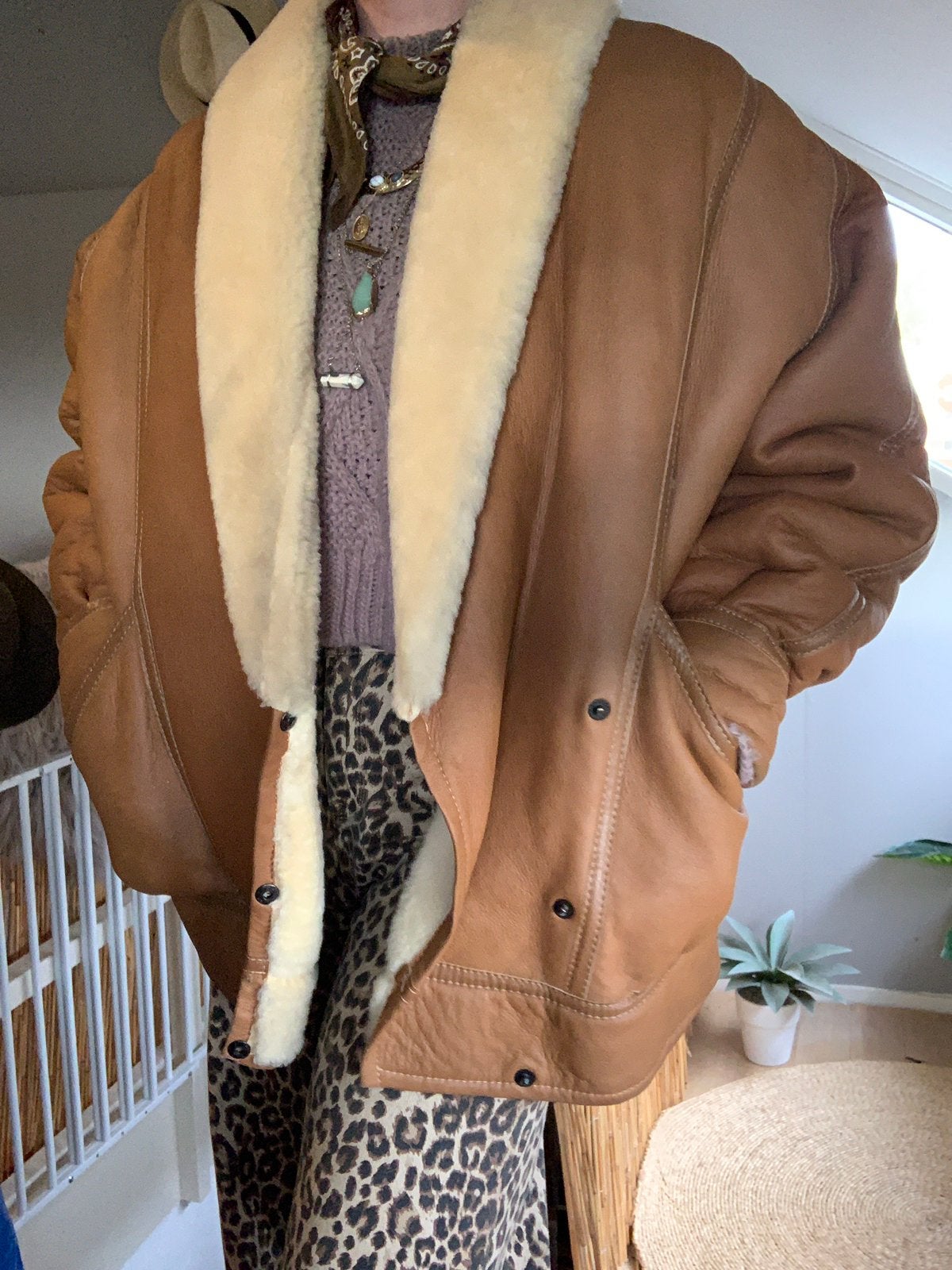 Vintage shearling lammy coat M, Maat 38/40 (M), -, Ophalen of Verzenden, Zo goed als nieuw