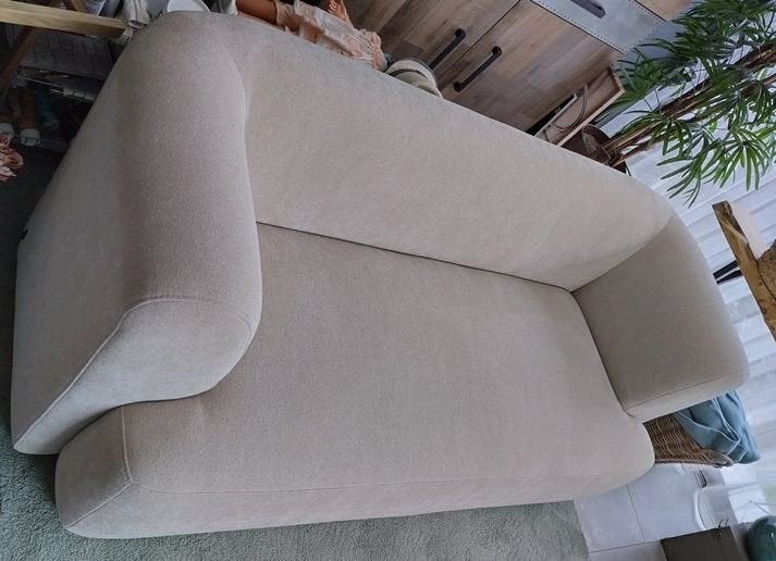 Mooie moderne bank in neutrale kleur1½ jaar oud NU €100.-, Ophalen, 150 tot 200 cm, 75 tot 100 cm, Zo goed als nieuw