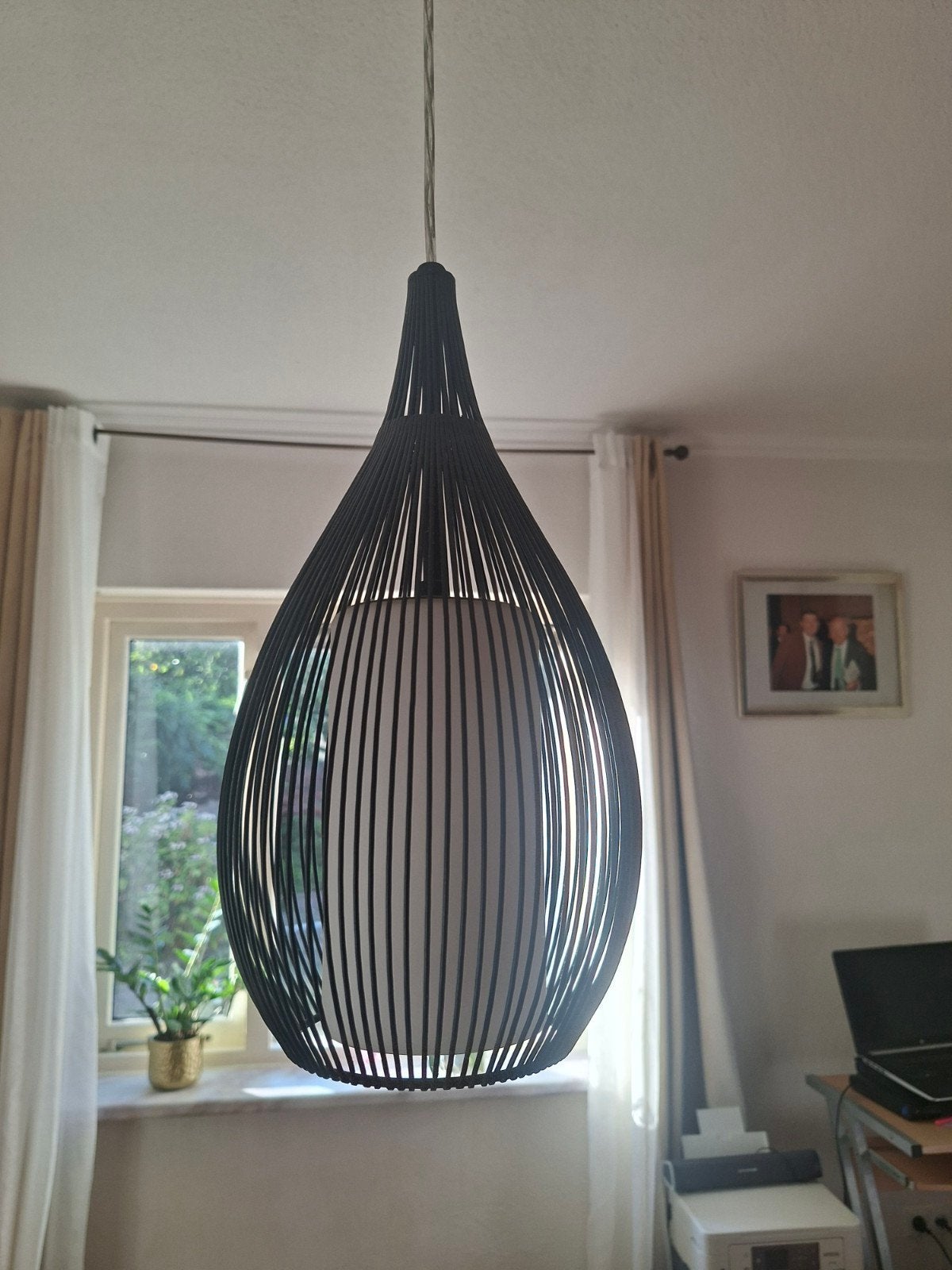Trio hanglamp, Ophalen, E27 (groot), Zo goed als nieuw, Metaal