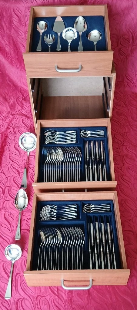 Chique Haags Lofje Gerritsen Cass. 150 verzilverd. 93Delig., Ophalen, Nieuw, Zilver, Bestekset