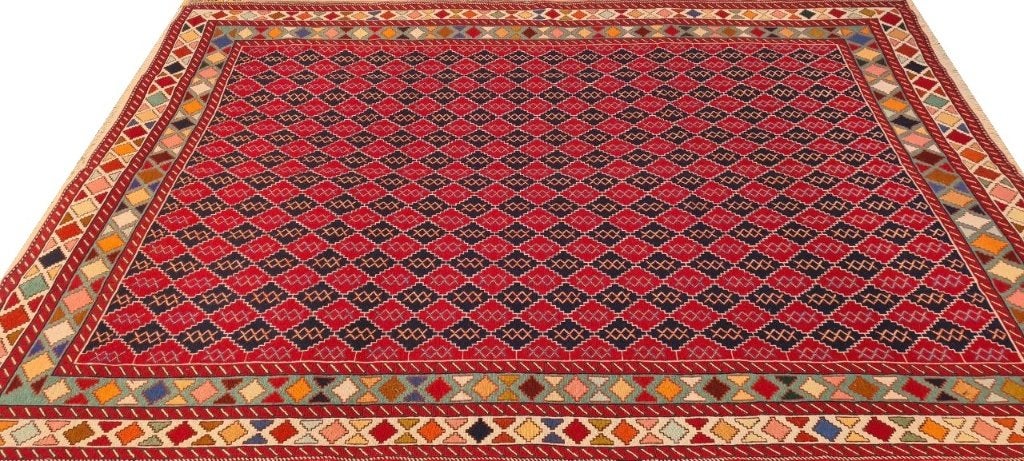 Perzisch tapijt Kelim Soumak 287 x 202/Handgeweven wol kilim, Www.simatapijten.nl, 150 tot 200 cm, Ophalen of Verzenden, Info@simatapijten.nl