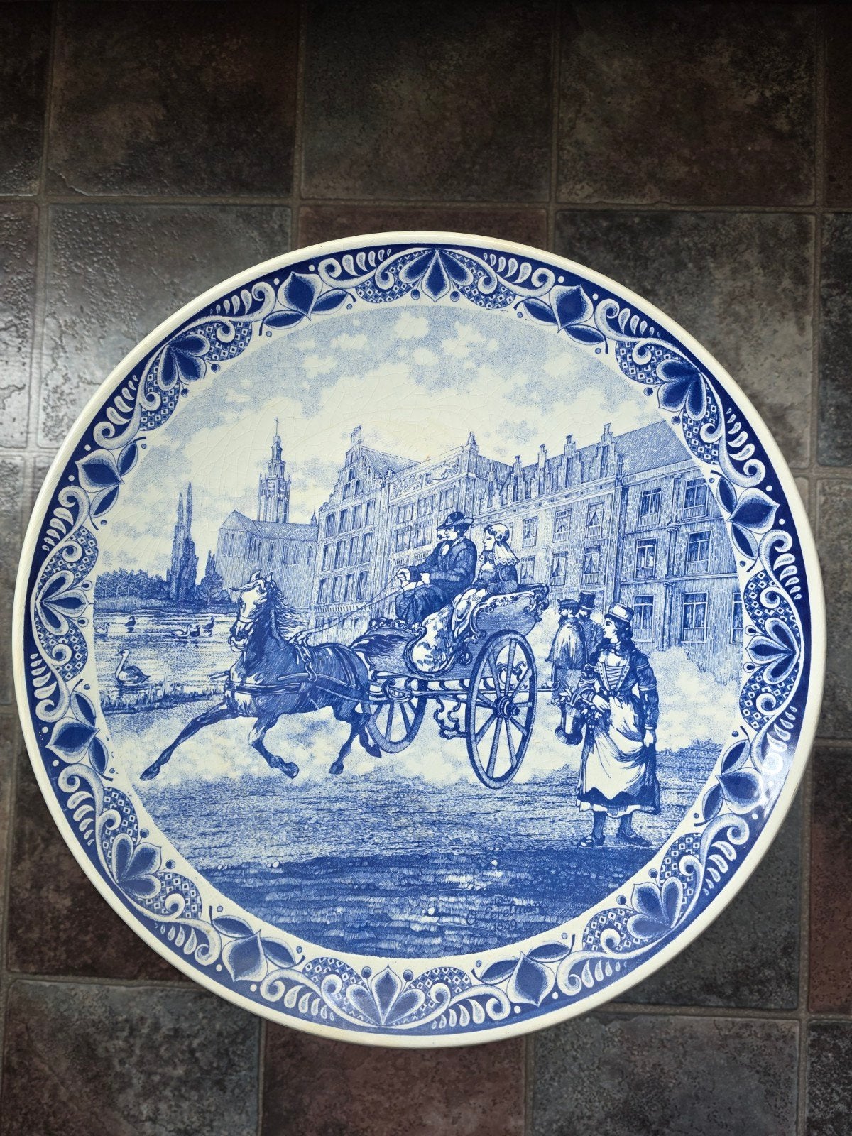 Groot Delfts Blauw Wandbord Chemkefa - Groningen 40 cm, Antiek en Kunst, Antiek | Wandborden en Tegels, Ophalen of Verzenden