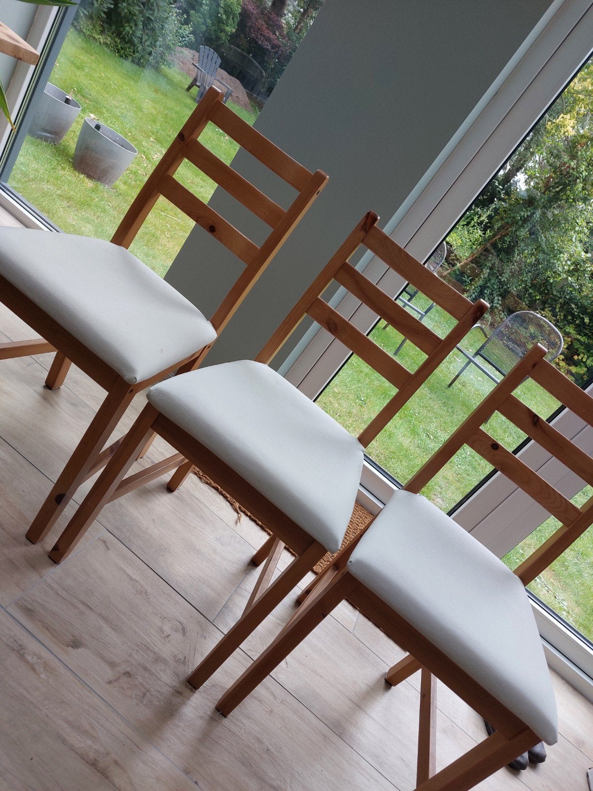 3 Tonstad stoelen met afneembare, wasbare hoezen, Huis en Inrichting, Stoelen, Ophalen, Gebruikt, Drie, Stof