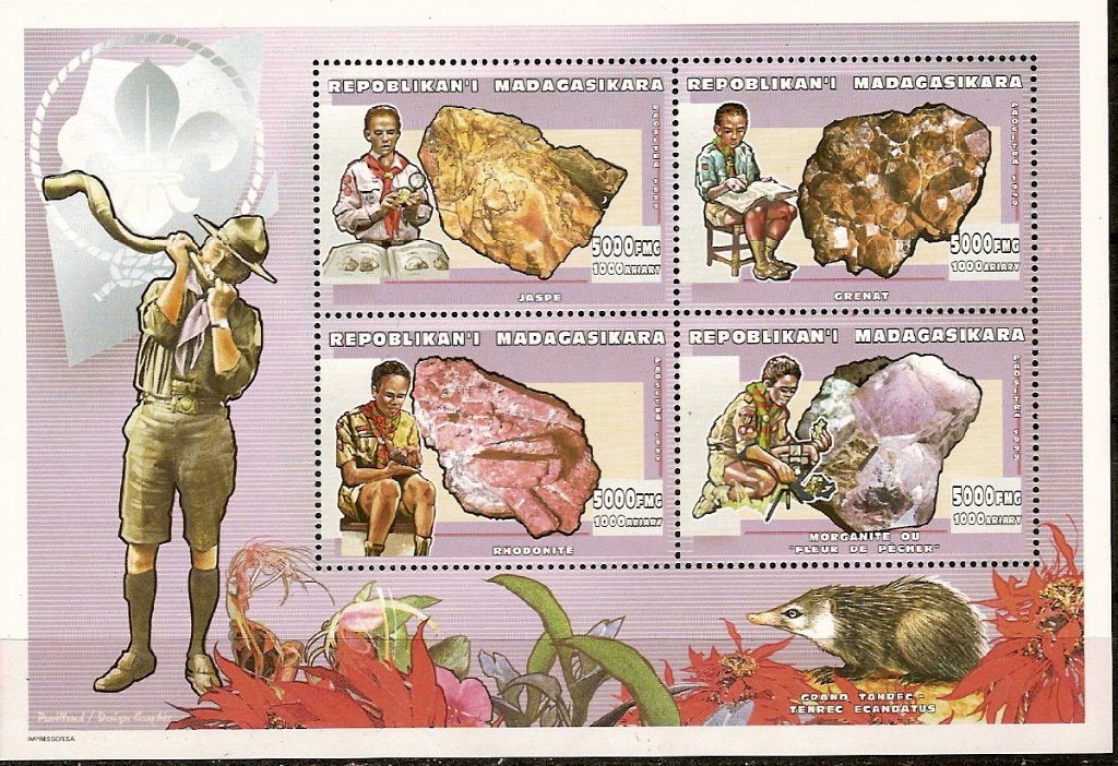 Madagaskar, Vel Mineralen en edelstenen, Verzenden, Postfris, Overige thema's
