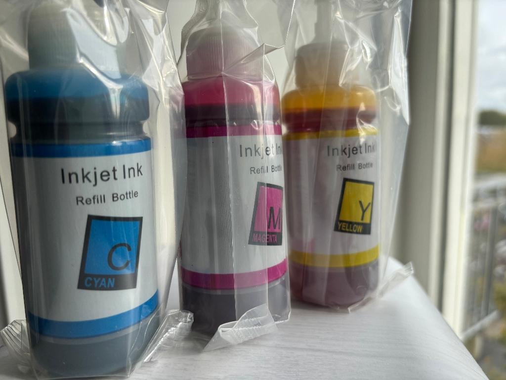 Refill Ink EPSON Cyan, Magenta, Geel 100ml per stuk – NIEUW, Computers en Software, Ophalen of Verzenden, Nieuw, Cartridge, Epson