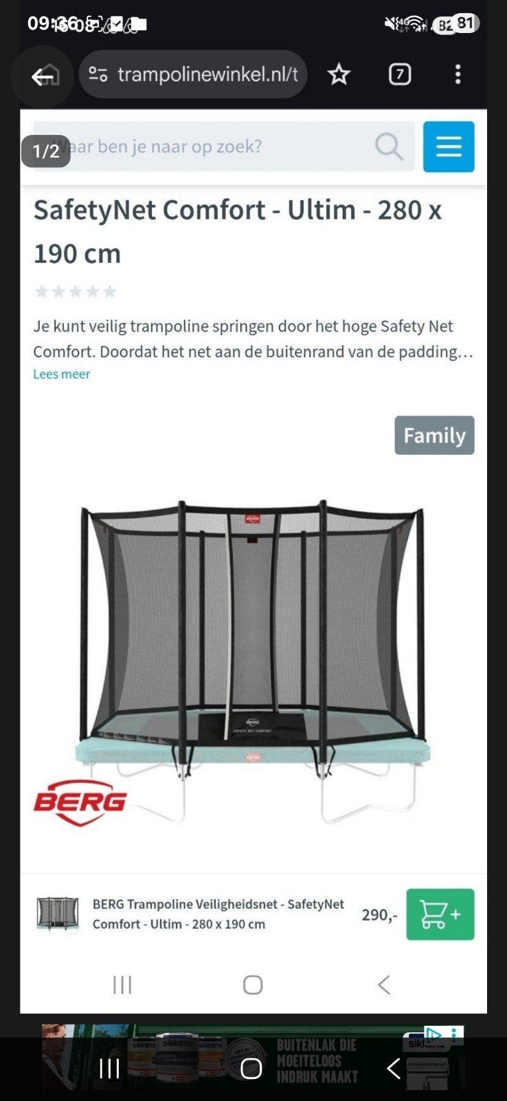 BERG Trampoline Veiligheidsnet Comfort - Ulti, Ophalen