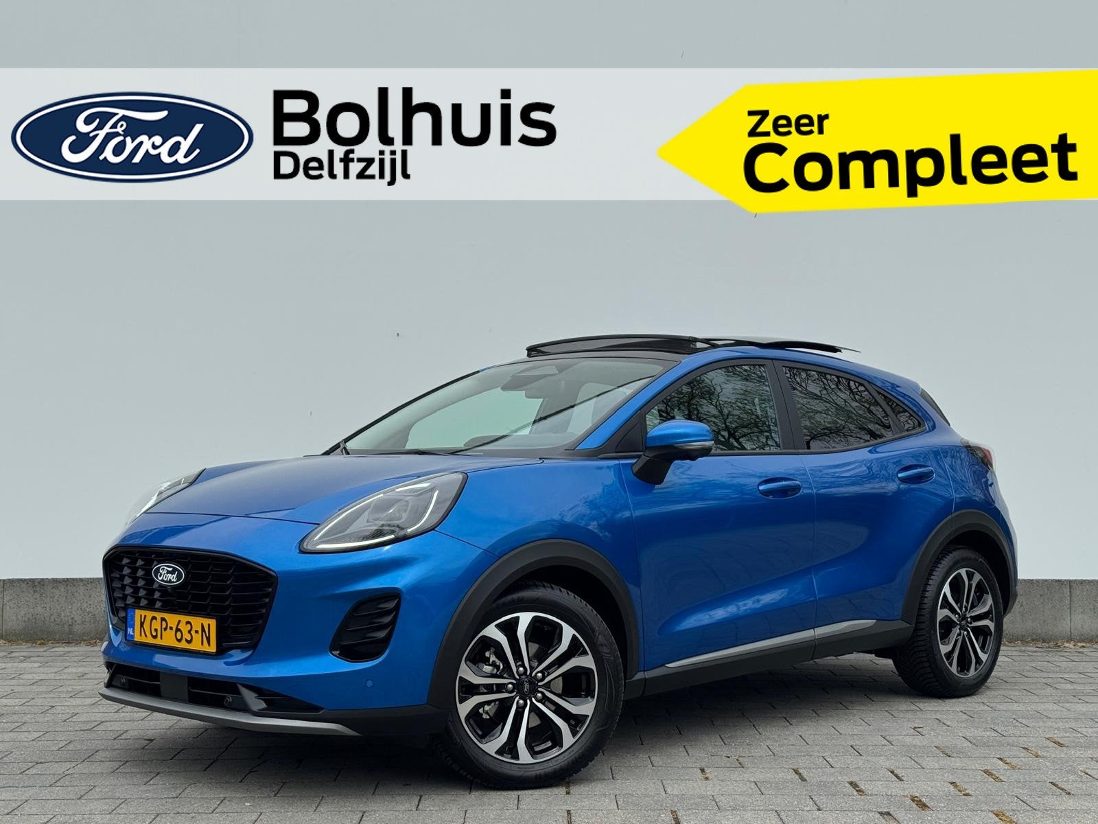 Ford Puma EcoBoost Hybrid 125 pk Titanium | Pano | Elek acht, Auto's, Ford, 12 maanden, Blauw, 665 kg, Bedrijf