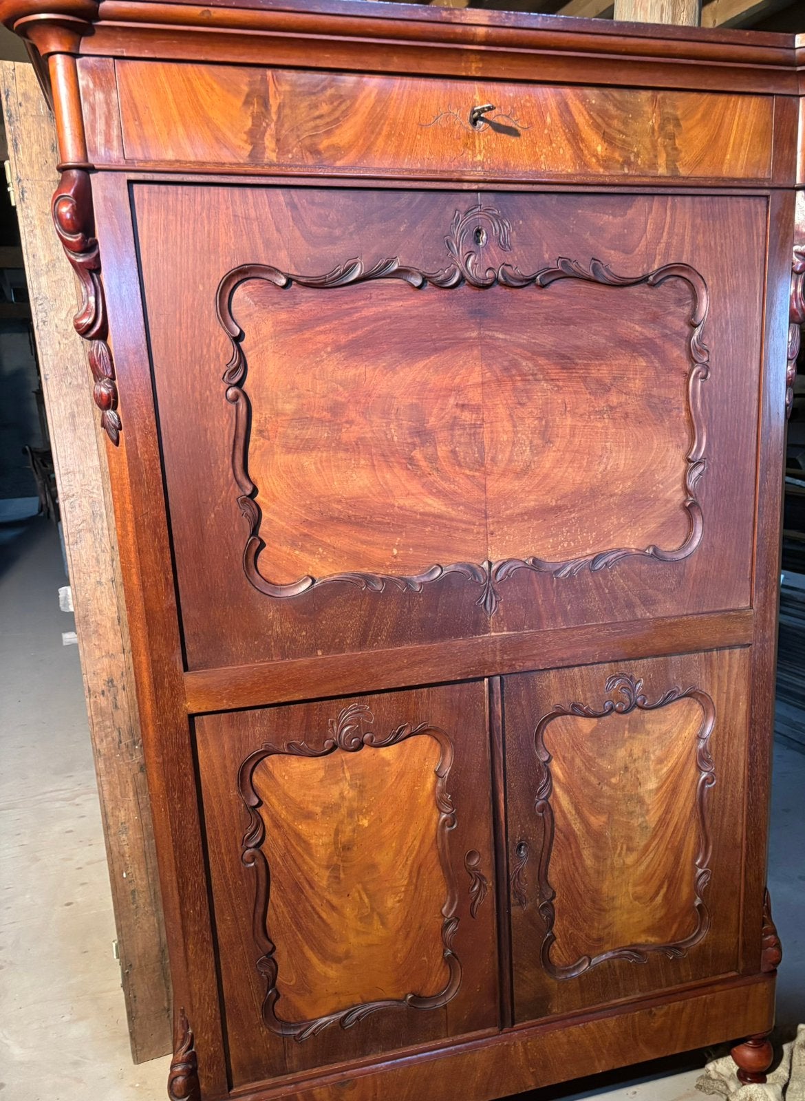 Mahonie secretaire - klepbureau, Ophalen