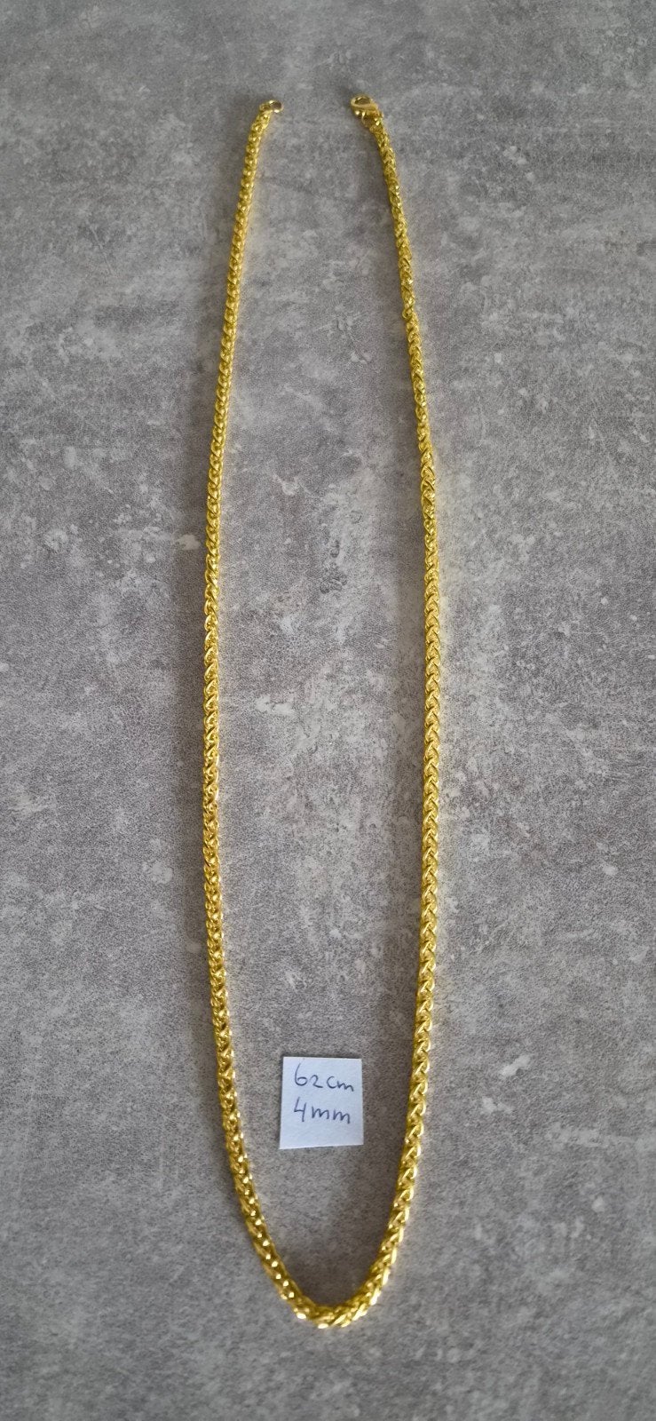 Exclusieve ketting 62cm 4mm, Sieraden, Tassen en Uiterlijk, Kettingen, Ophalen of Verzenden, Nieuw, Goud