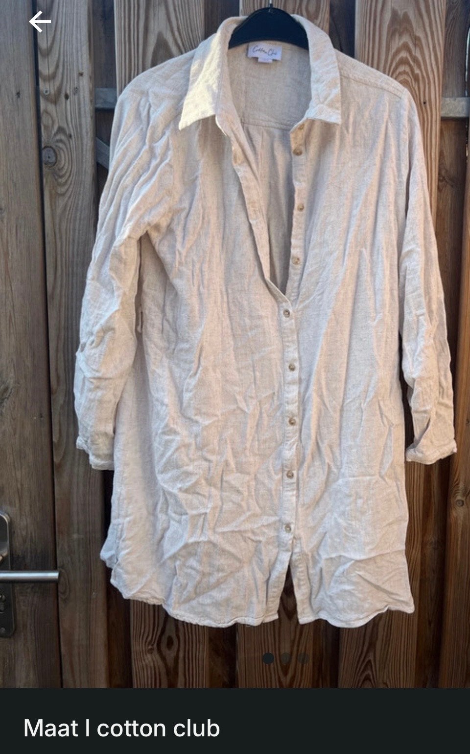 Linnen overhemdblouse van Cotton Club, maat L, Ophalen of Verzenden, Zo goed als nieuw, Maat 42/44 (L), Beige