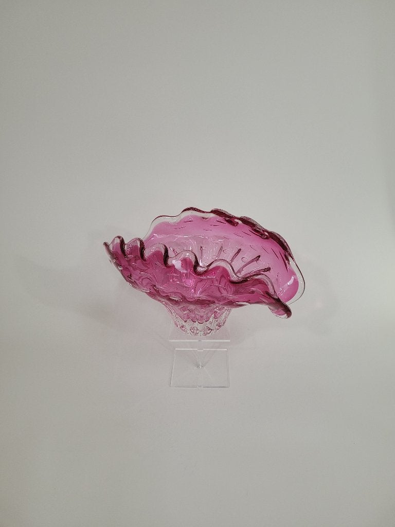 Egermann Boheems art glass schaal in cranberry roze, Antiek en Kunst, Antiek | Glas en Kristal, Ophalen of Verzenden