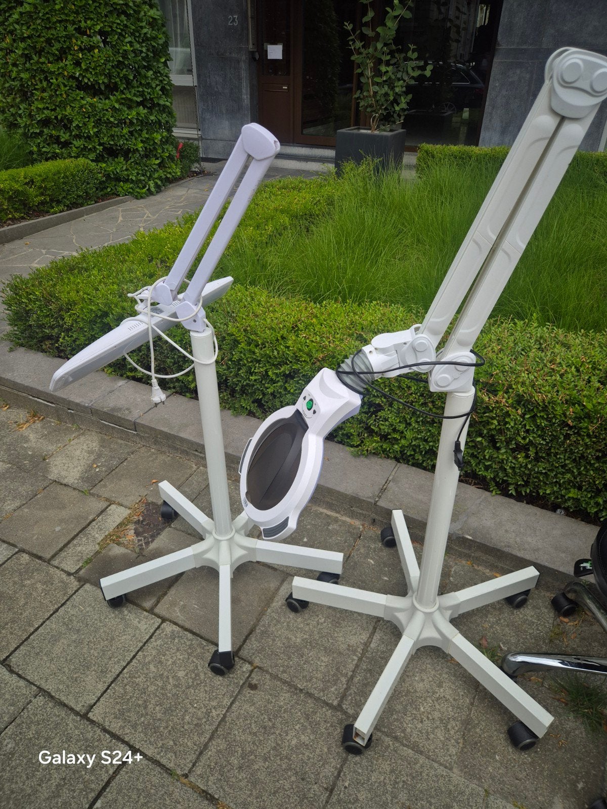Set van 2 professionele loeplampen op statief, Ophalen, Wit, Gebruikt, Kunststof