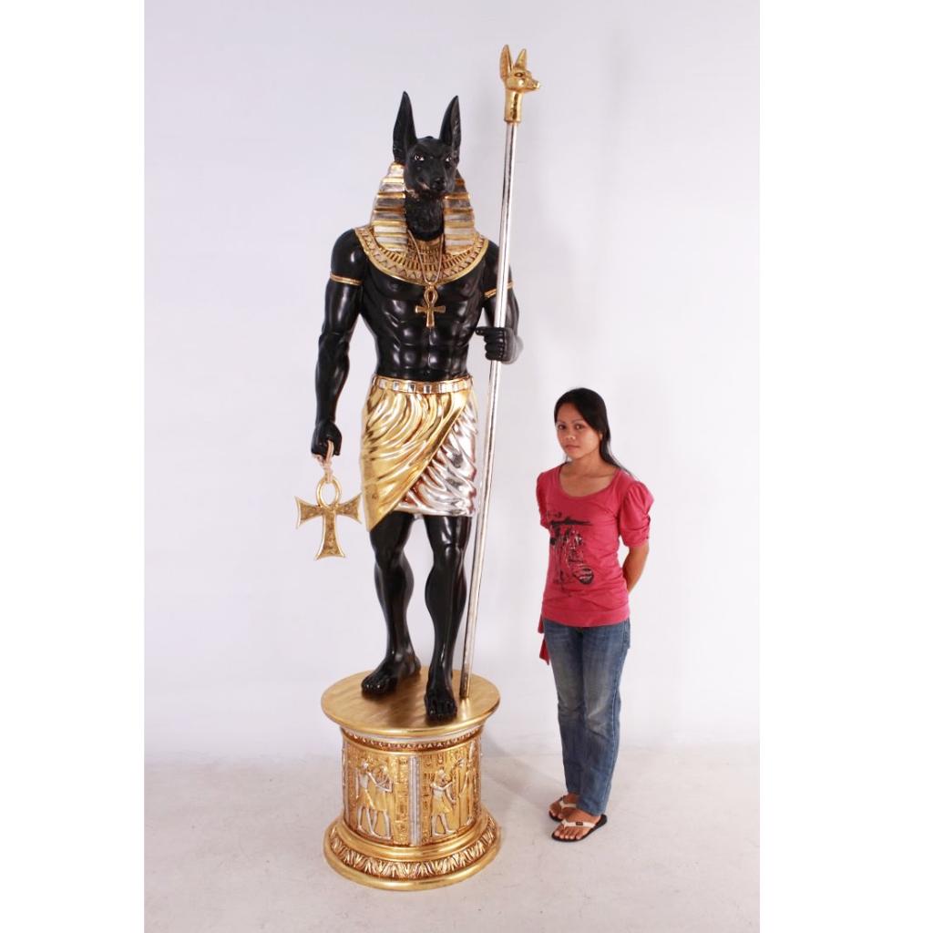 Egyptian Anubis with Base – Egypte Hoogte 239 cm, Verzamelen, Beelden en Beeldjes, Nieuw, Ophalen
