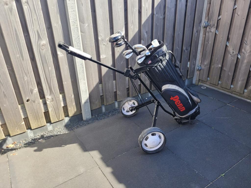 Penn golfclubs met trolley en tas, Sport en Fitness, Ophalen, Gebruikt, Set, Overige merken