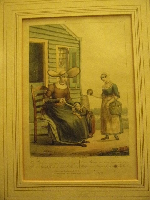 Een Boerin met haar kind, en Meisje van Assendelft Nrd.Holla, Antiek en Kunst, 44 cm, Met tekst, 1800 - 1899, 35 cm