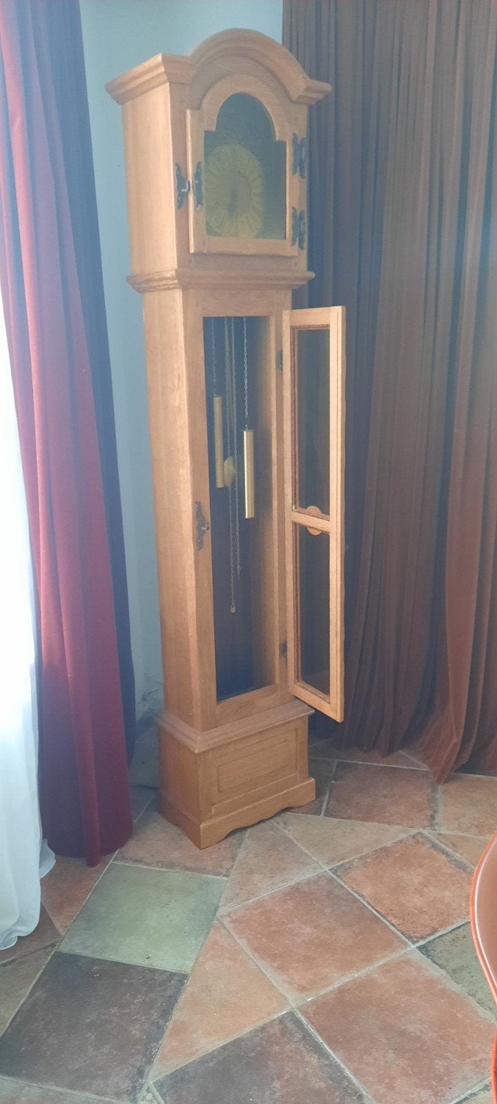 STAANDE KLOK GELOOGD EIKEN MEUBELFABRIEK OISTERWIJK, Huis en Inrichting, Ophalen, 25 tot 50 cm, 150 tot 200 cm