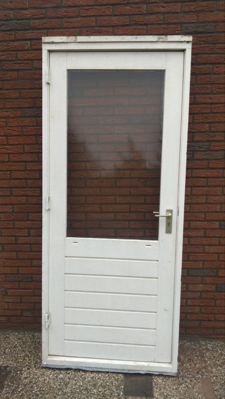Hardhouten achterdeur schuurdeur garagedeur incl. kozijn 88, Ophalen, Gebruikt, 80 tot 100 cm, Buitendeur