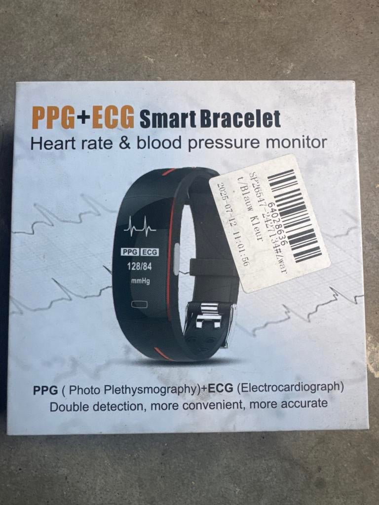 PPG+ECG Smart Armband Hartslag & Bloeddruk Monitor, Ophalen of Verzenden, Zwart