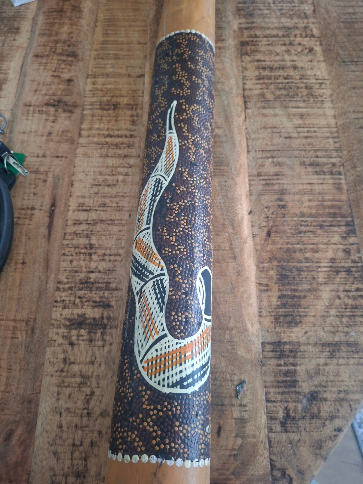 Originele Handgeschilderde Didgeridoo - Authentiek Design, Muziek en Instrumenten, Blaasinstrumenten | Didgeridoos, Ophalen of Verzenden