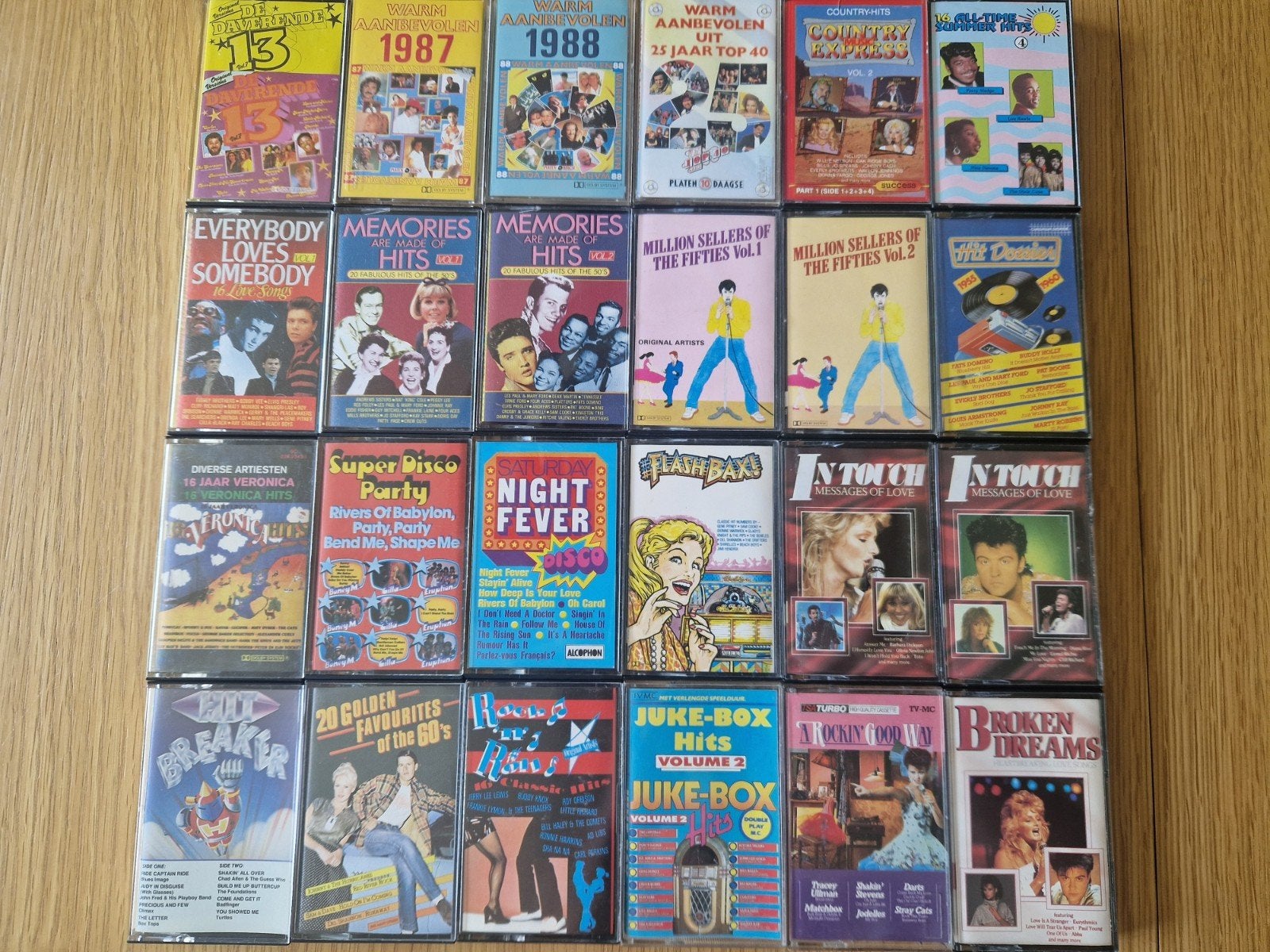 24 50's, 60's, 70's & 80's cassettebandjes evt los te koop, Cd's en Dvd's, Cassettebandjes, Gebruikt, 2 t/m 25 bandjes, Ophalen of Verzenden