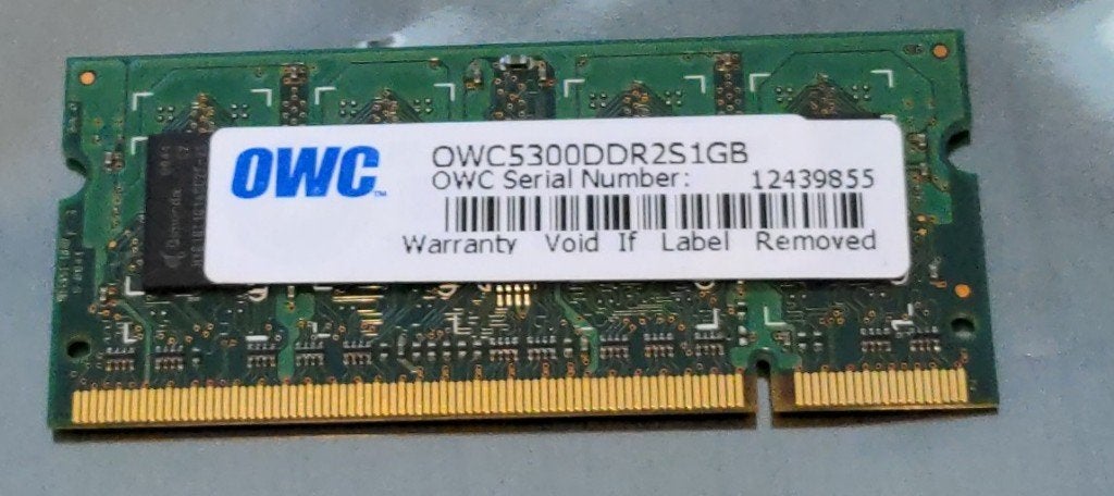 OWC5300DDR2S 1GB OWC 1GB PC2-5300 DDR2-667MHz RAM, Computers en Software, Verzenden, DDR2, Laptop, Gebruikt