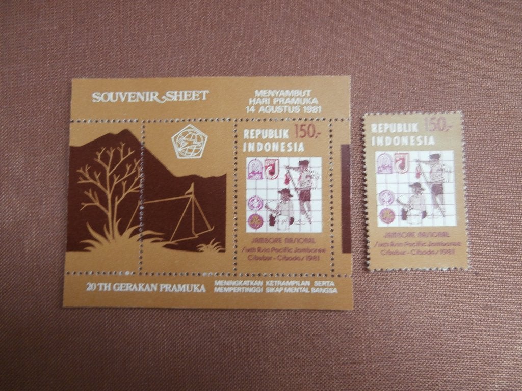 INDONESIE 1981; zegel + blok NATIONALE JAMBOREE, Ophalen, Postfris, Overige thema's