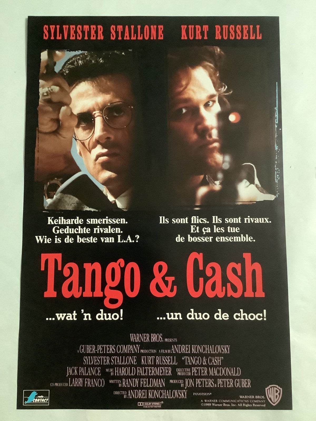 TANGO & CASH   Filmposter  40-60 cm, Ophalen of Verzenden, Zo goed als nieuw, Deurposter of groter, Film en Tv