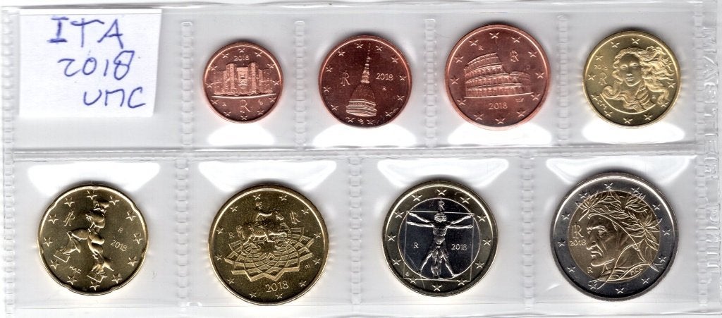 UNC set Italie 2018 - 1 cent t/m 2 euro, Verzenden, Italië, Overige waardes, Setje