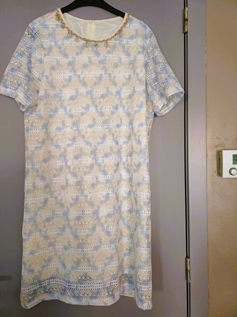Lichtblauwe kant patchwork jurk(XL nieuw)., Blauw, Maat 46/48 (XL) of groter, Nieuw, Ophalen of Verzenden