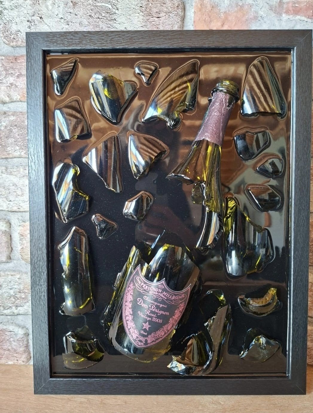 Dom perignon  fles verwerkt in een lijst 43x33 met Epoxy, Ophalen of Verzenden