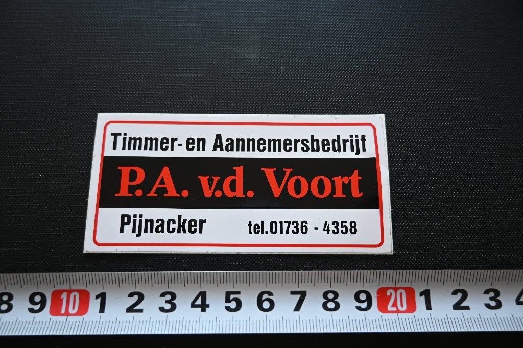 sticker pijnacker timmer- en aannemersbedrijf P A VD VOORT, Ophalen, Zo goed als nieuw